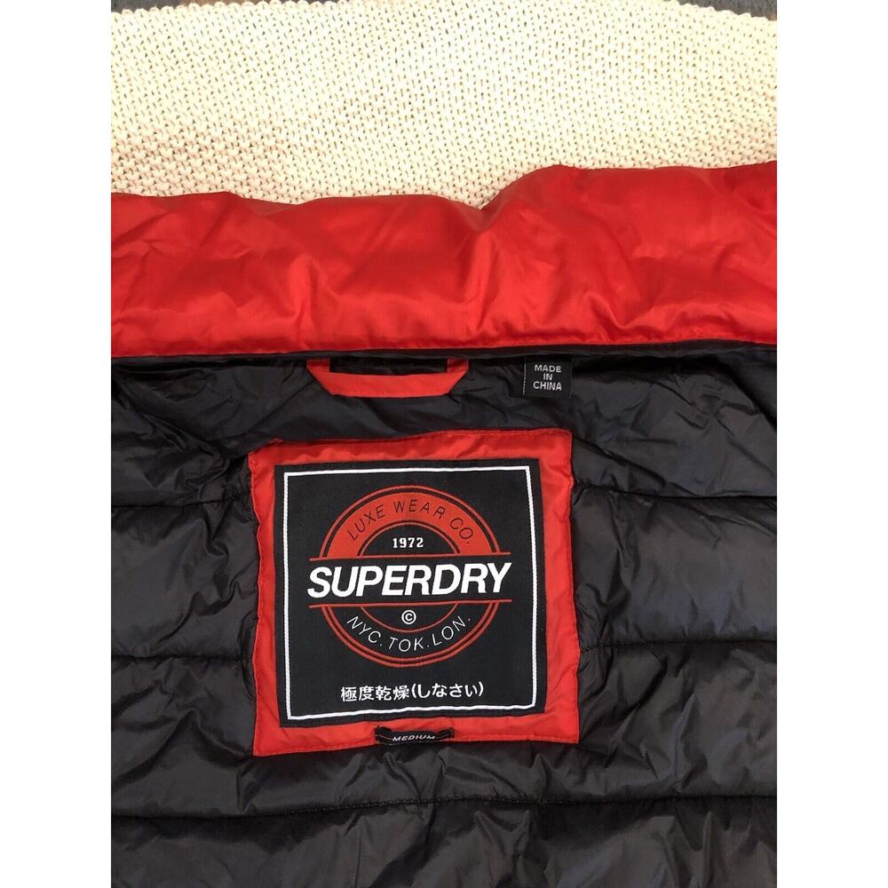 SUPERDRY Japanese Puffer Womens Vest Gilet Hooded Size S/M Red W Shiny Finish - Picture 5 of 11